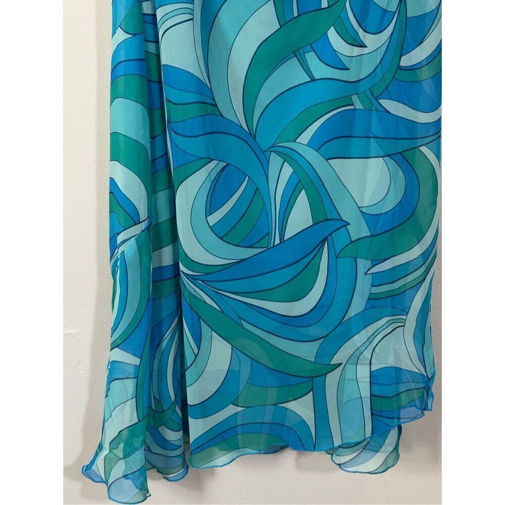 Abstract Retro Blue Swirl Halter Midi Dress Rabbit Rabbit Rabbit 12 - Picture 3 of 8